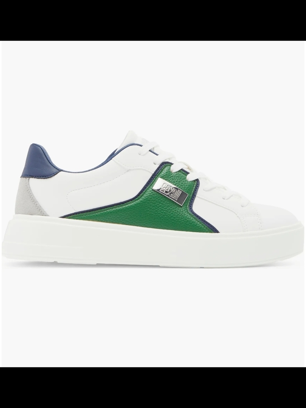 NWT Roberto Cavalli Metal Logo Low Top Sneaker Men Size 10 Green White Luxury - Picture 3 of 12